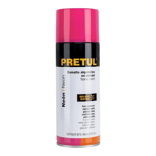 [27006] Pintura en aerosol, rosa neón, bote esbelto, 400 ml, Pretul