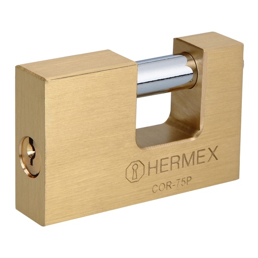 [23512] Candado antipalanca 75 mm cuerpo de latón, Hermex Basic