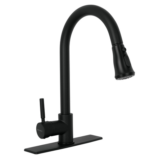 [46770] Monomando para fregadero,cuello extraible,negro mate,Tubig