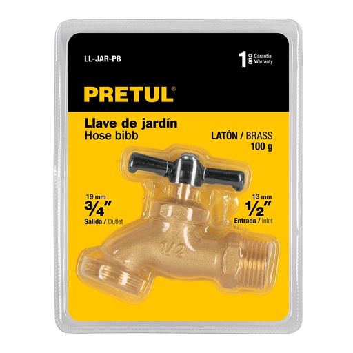 [23145] Llave para manguera, de latón 100 g 1/2', en blíster, Pretul