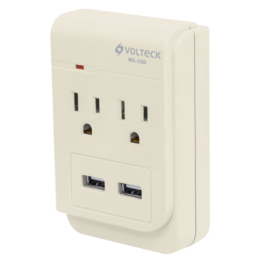 [46088] Multicontacto, 2 entradas,con 2 entradas USB, aterrizado