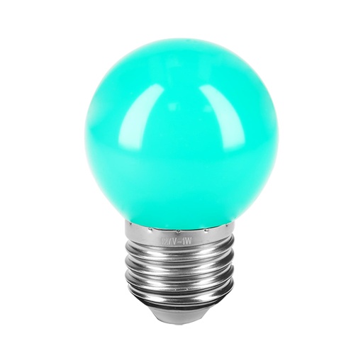 [46027] Lámpara LED tipo bulbo G45 1 W color verde, caja, Volteck