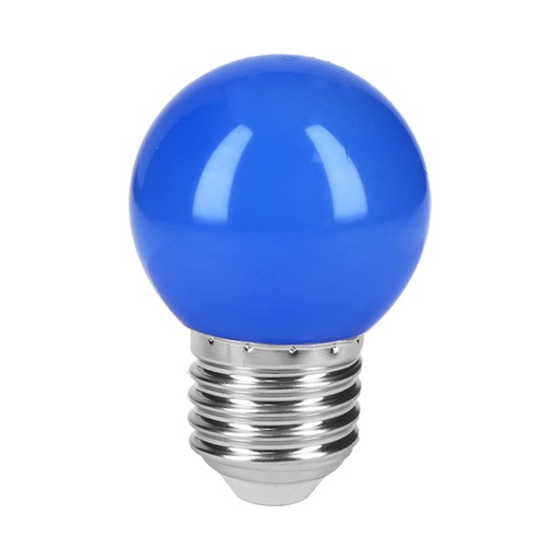 [46026] Lámpara LED tipo bulbo G45 1 W color azul, caja, Volteck