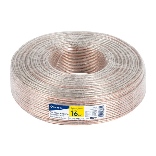 [46269] Rollo de 100 m cable polarizado transparente p/bocina 16 AWG