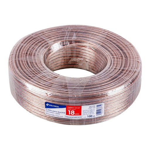 [46270] Rollo de 100 m cable polarizado transparente p/bocina 18 AWG