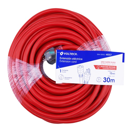 [46557] Extensión reforzada aterrizada 30 m 3x12 AWG, Volteck