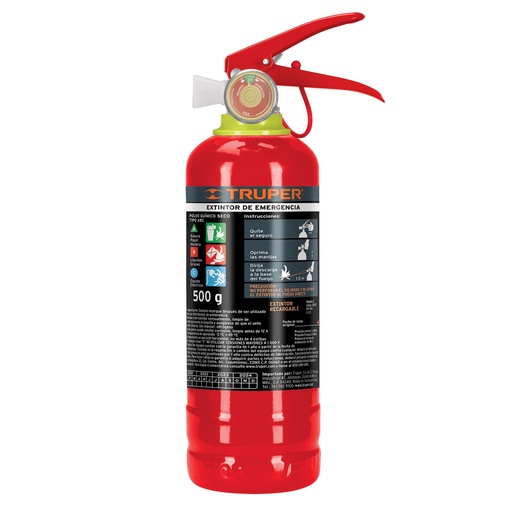 [101172] Extintor portátil recargable 0.5 kg, polvo tipo ABC, Truper