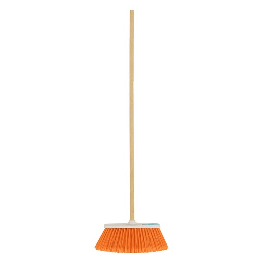 [57055] Escoba grande tipo cepillo, cerdas de PVC, bastón de madera