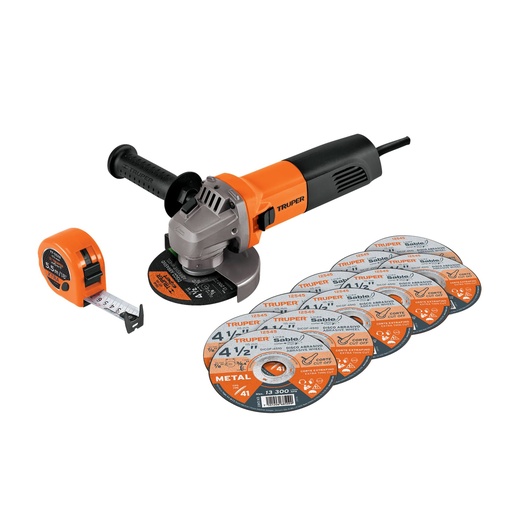 [101526] Esmeriladora 4-1/2' 700 W, 10 discos y flexómetro, Truper