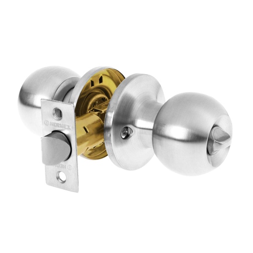 [28075] Cerradura esfera tubular, baño, cromo, blíster, Hermex Basic