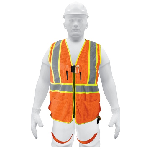 [101770] Chaleco de seguridad para arnés, alta visibilidad, naranja