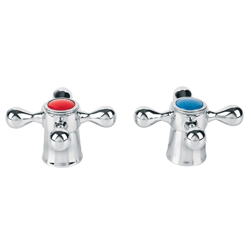 [45711] Juego de 2 manerales metálicos tipo cruceta p/lavabo, Basic