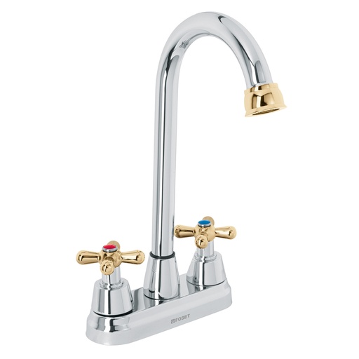 [45621] Mezcladora cromo-oro 4' p/lavabo, tipo bar, cruceta, Aqua
