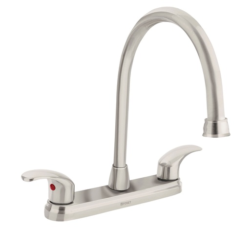 [45624] Mezcladora satín 8' para lavabo, cuello largo, palanca,Foset
