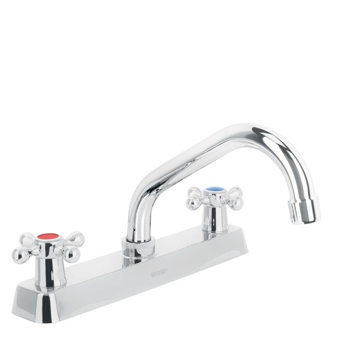 [45611] Mezcladora 8' p/fregadero, cuello corto, manerales cruceta