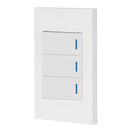 [45606] Placa armada 3 interruptores 1de 3vías,1 mod,Española,blanco