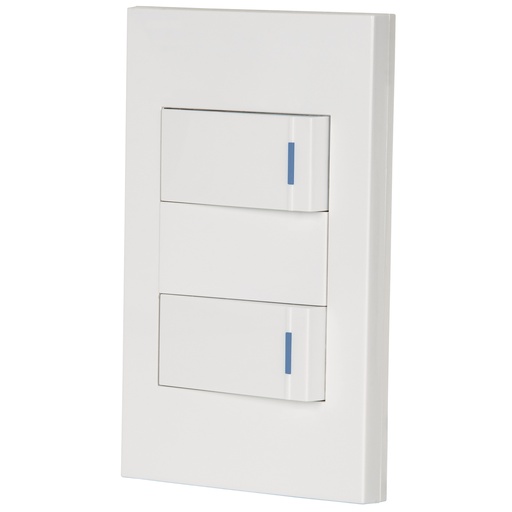 [45602] Placa armada 2 interruptores 1de 3vías,1 mod,Española,blanco