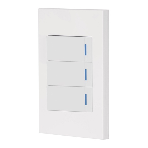 [45599] Placa armada 3 interruptores, 1 módulo, Española, blanco