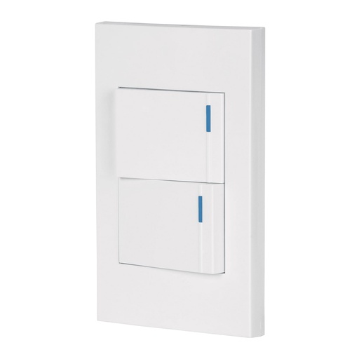 [45595] Placa armada 2 interruptores, 1.5 módulos, Española, blanco
