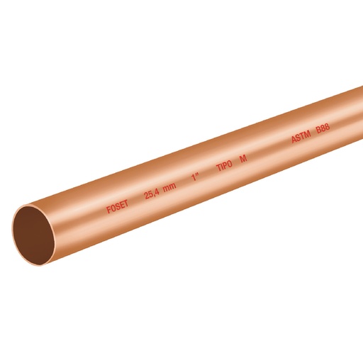 [41276] Tubo de 1' de cobre tipo 'M' , de 3 m, Foset
