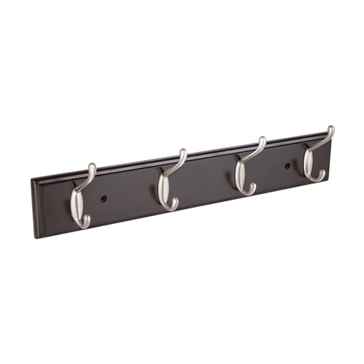 [49624] Perchero negro para pared con 4 ganchos satinados, Hermex