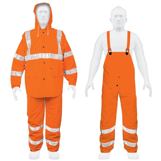 [17410] Conjunto impermeable doble capa naranja con reflejante, XG