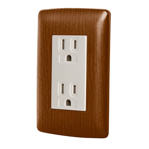 [49809] Contacto dúplex aterrizado, color madera, línea Italiana 