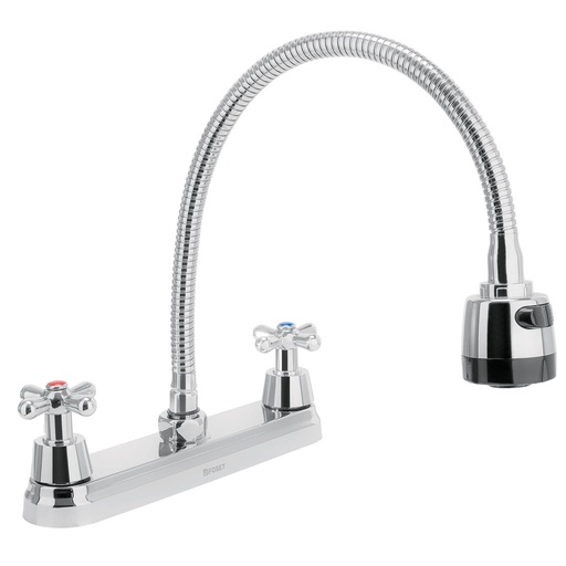 [49819] Mezcladora inox 8' p/fregadero, flexible, cruceta, Aqua