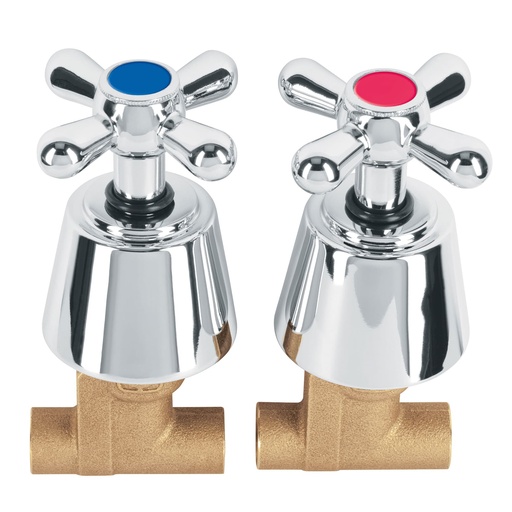 [49798] Juego 2 llaves de empotrar, soldable tipo cruceta, Aqua