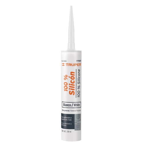 [17560] Sellador blanco 100% silicón de 280 ml, Truper