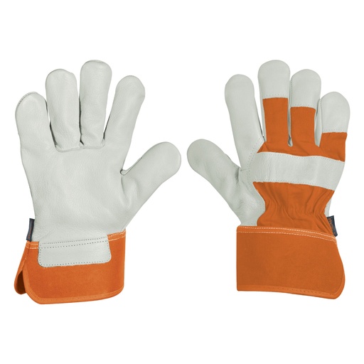 [17051] Guantes de piel de res y dorso de loneta, Truper