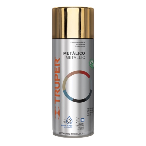 [102845] Pintura en aerosol, oro metálico, bote tradicional, 400 ml