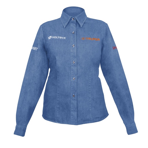 [62108] Camisa de mezclilla para dama, manga larga talla G, Truper