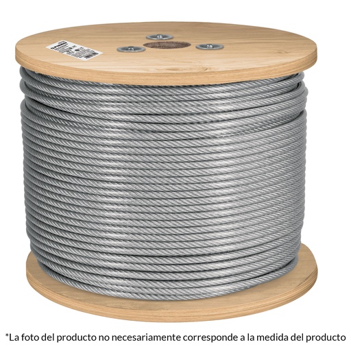 [48811] Metro cable flexible 3/16' acero 7x19 recubierto PVC, 300 m