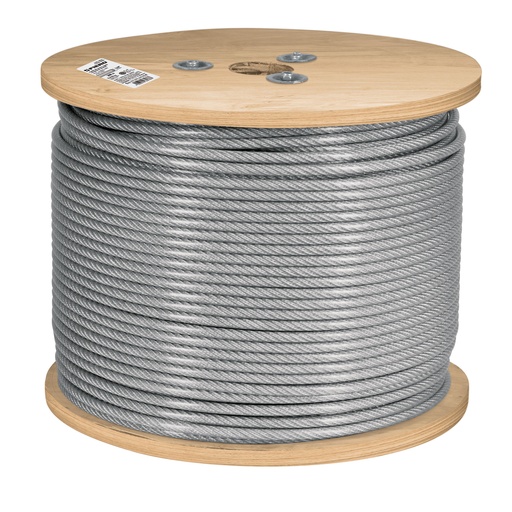 [48808] Metro de cable rígido 1/4' acero 7x7 recubierto PVC, 300 m