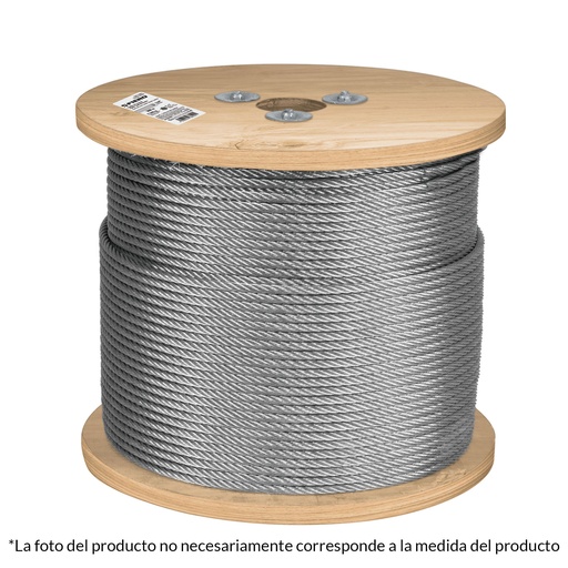 [48798] Metro de cable rígido 3/16' de acero 7x7 hilos, 300 m, Fiero