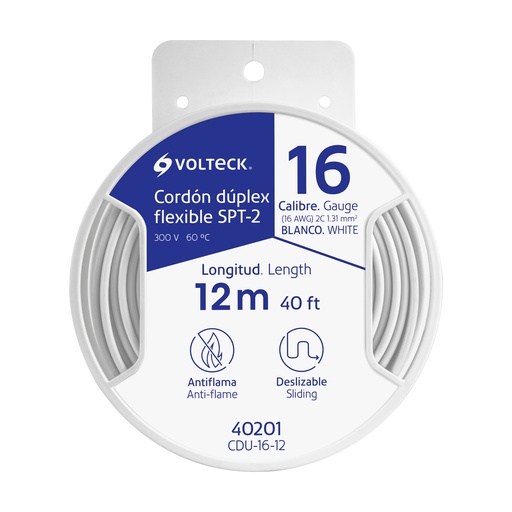 [40201] Carrete con 12 m cordón dúplex flexible SPT 16 AWG, Volteck