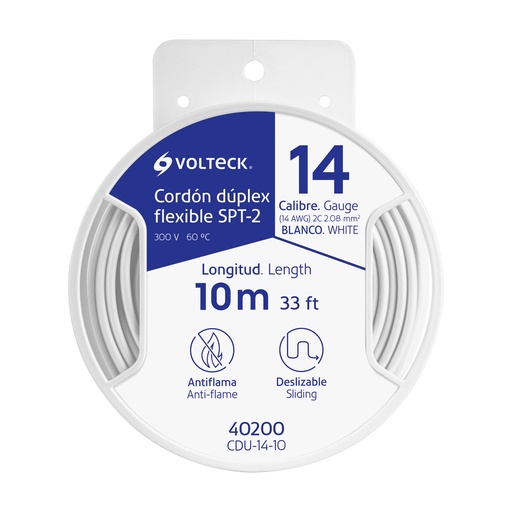 [40200] Carrete con 10 m cordón dúplex flexible SPT 14 AWG, Volteck
