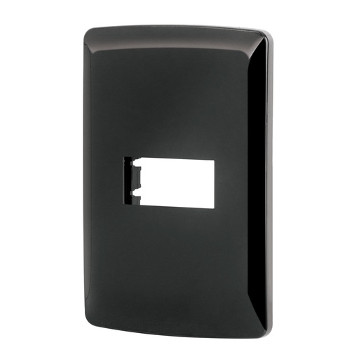 [40136] Placa 1 módulo, Italiana, color negro, Volteck