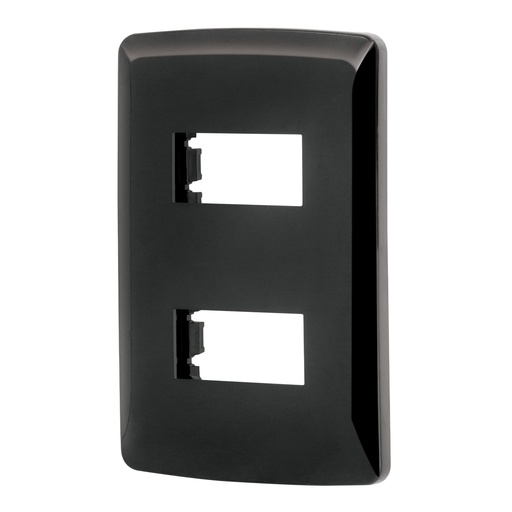 [40137] Placa 2 modulos, Italiana, color negro, Volteck