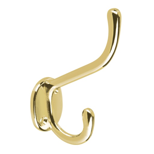 [48354] Gancho doble largo y corto tipo perchero, latón brillante