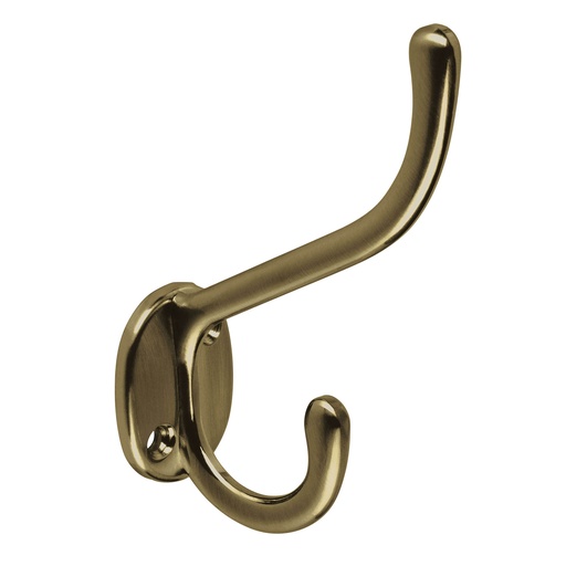 [48355] Gancho doble largo y corto tipo perchero, latón antiguo