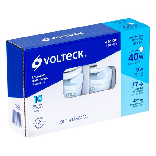 [48508] Pack de 4 lámparas espiral mini T2 9 W luz de día, en caja