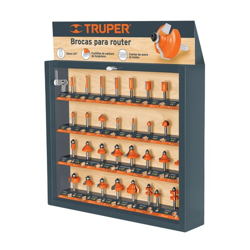 [55218] Exhibidor con 30 brocas para router, Truper