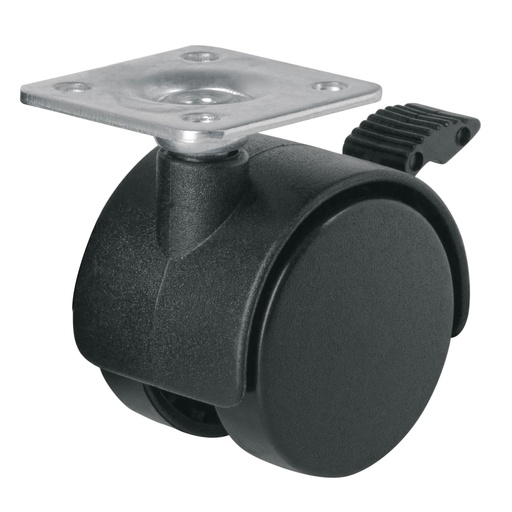 [44388] Rodaja tipo yoyo de 40 mm con placa, con freno, Fiero