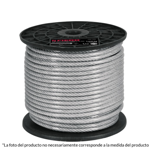 [44221] Metro de cable rígido 3/32' acero 7x7 recubierto PVC, 75 m