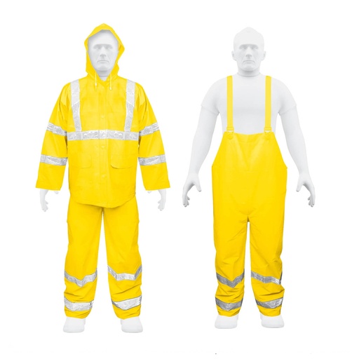 [18418] Conjunto impermeable doble capa amarillo con reflejante, XG