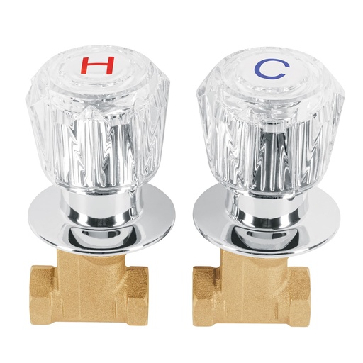 [49252] Juego 2 llaves empotrar, regadera, roscables, acrílico,Basic