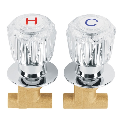 [49250] Juego 2 llaves empotrar, regadera, soldables, acrílico,Basic