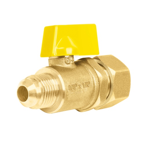 [49116] Válvula de control latón para gas 3/8'x1/2' tipo barrilito